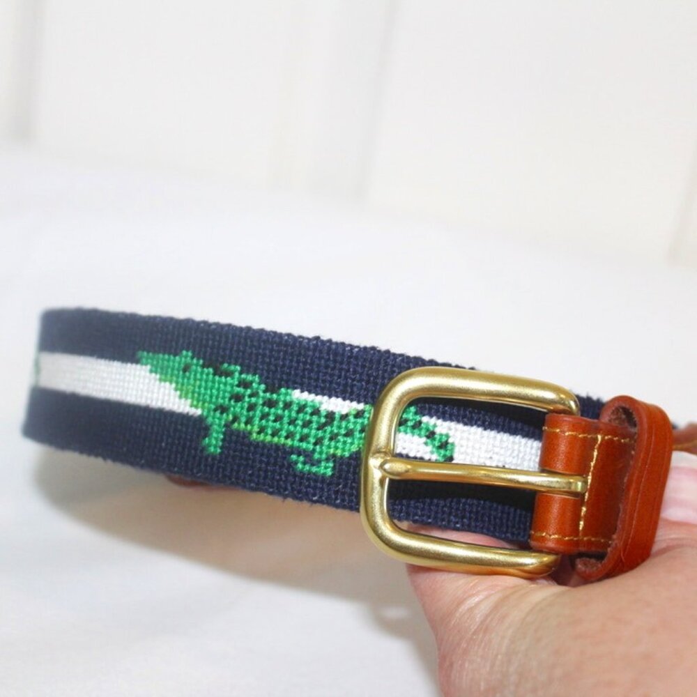 Bald Head Blues Leather and Canvas Alligator Belt (Size 40)